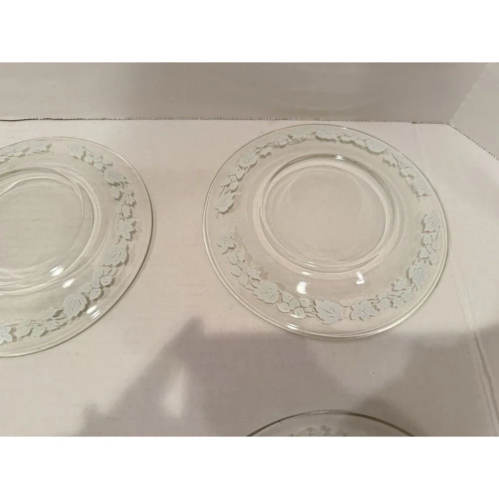 Vintage Anchor Hocking Gooseberry Clear Glass Dessert Plates – Set of 6